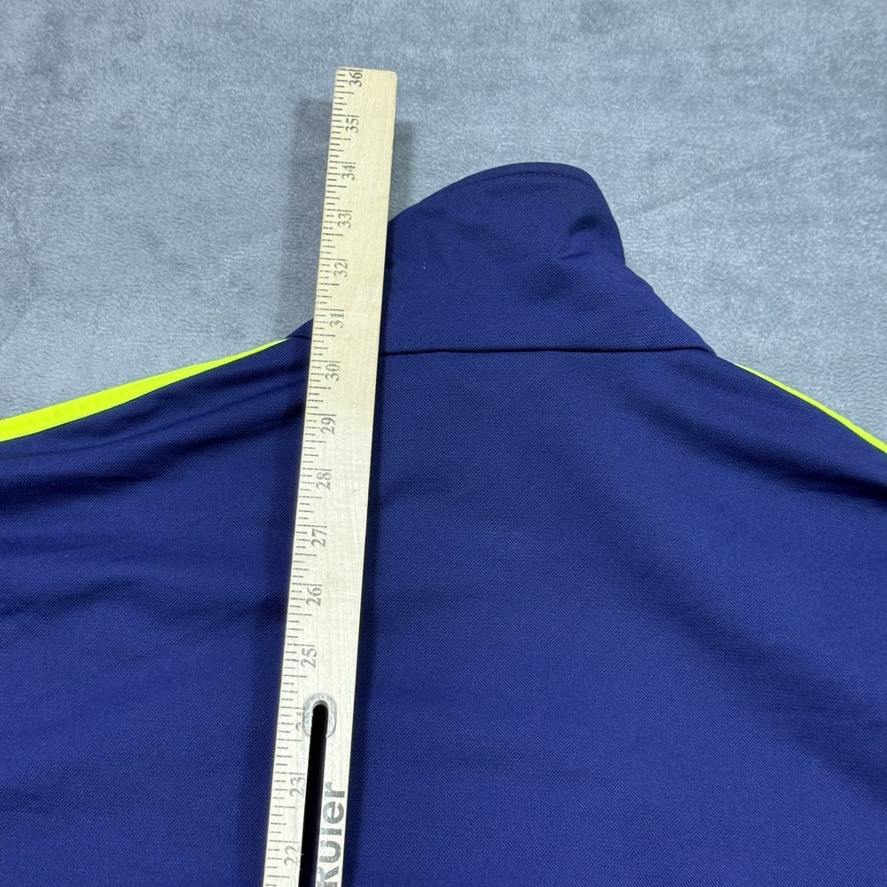 Adidas Originals Track Jacket Mens 2XL Blue Neon Yellow 3 Stripe Full Zip USA - Picture 11 of 11